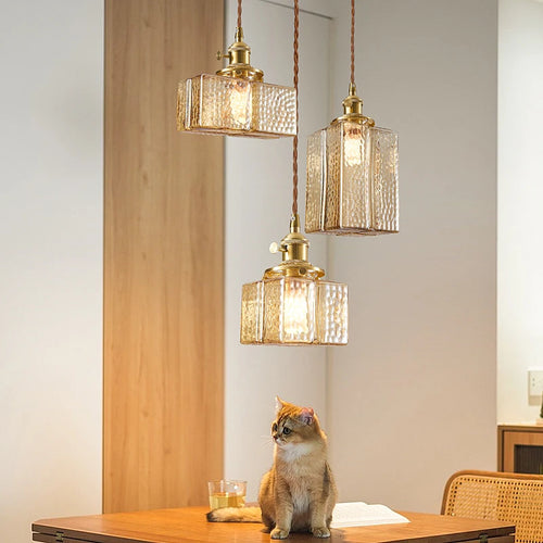 Japanese vintage glass LED pendant light for chandeliers - vue 5 sur 16