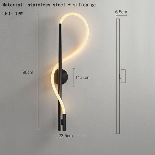 Acrylic tube LED wall light with modern stainless steel style - vue 9 sur 9