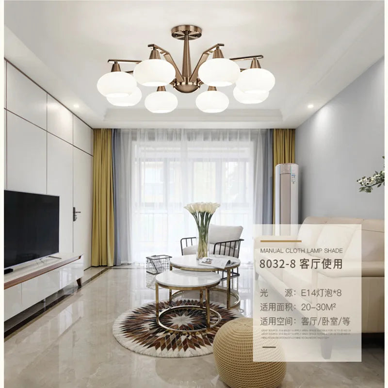 Modern nickel metal chandelier with LED lighting - vue 3 sur 12