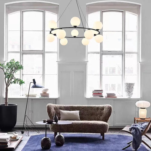 Nordic white glass pendant light for decorative interiors - vue 2 sur 10