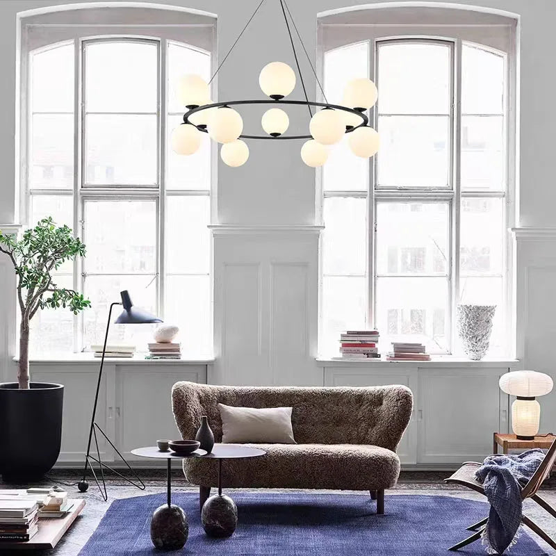 Nordic white glass pendant light for decorative interiors