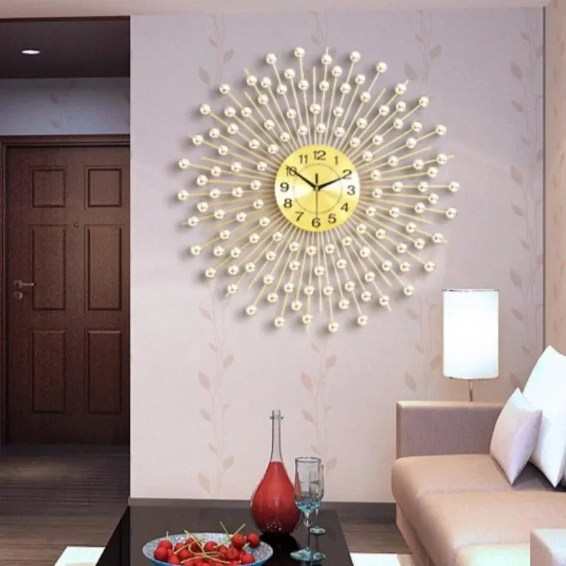 European design silent metal creative wall clock - vue 4 sur 9