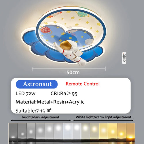 Astronaut cloud-shaped LED dimmable chandelier with remote and eye protection - vue 12 sur 11