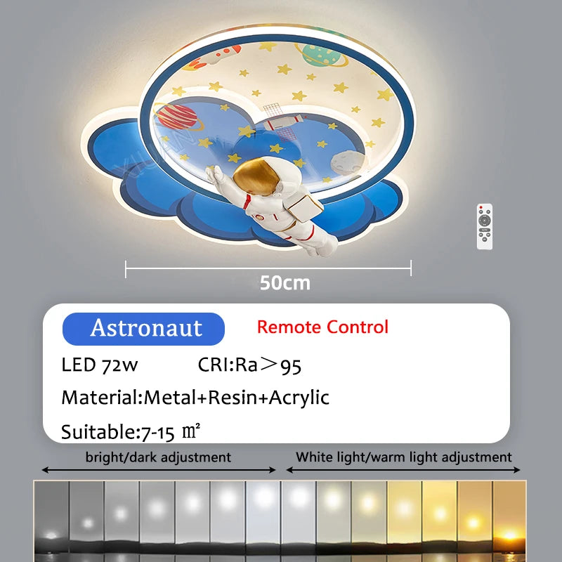 Astronaut cloud-shaped LED dimmable chandelier with remote and eye protection - vue 11 sur 11