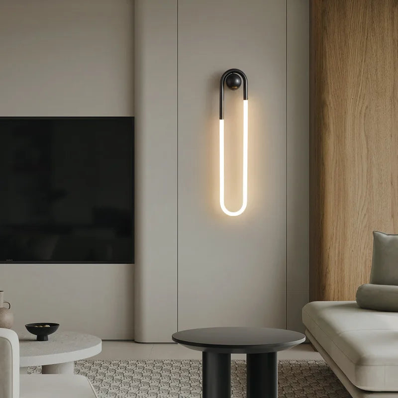Minimalist ellipse wall light with three light colours