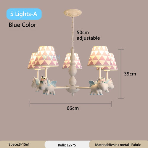 lustre licorne dessin animé pour chambre d'enfant suspendu - vue 10 sur 24