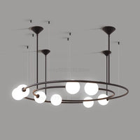 Modern creative orbit planet glass LED chandelier for café decor