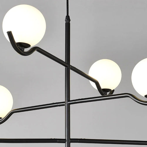 Modern white glass chandelier for an elegant interior - vue 6 sur 9
