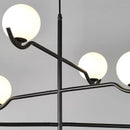 Modern glass chandelier with metal frame