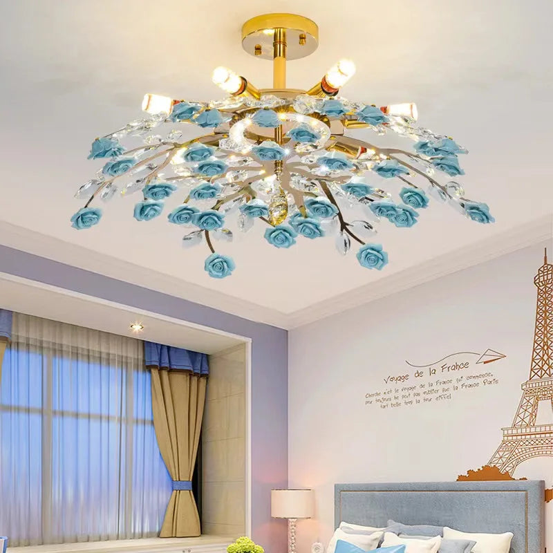Modern ceramic and crystal ceiling light for elegant interiors - vue 2 sur 12