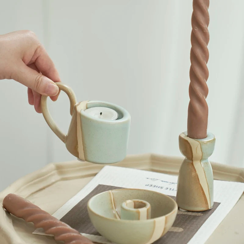Nordic ceramic candle holder for decoration and weddings - vue 4 sur 15