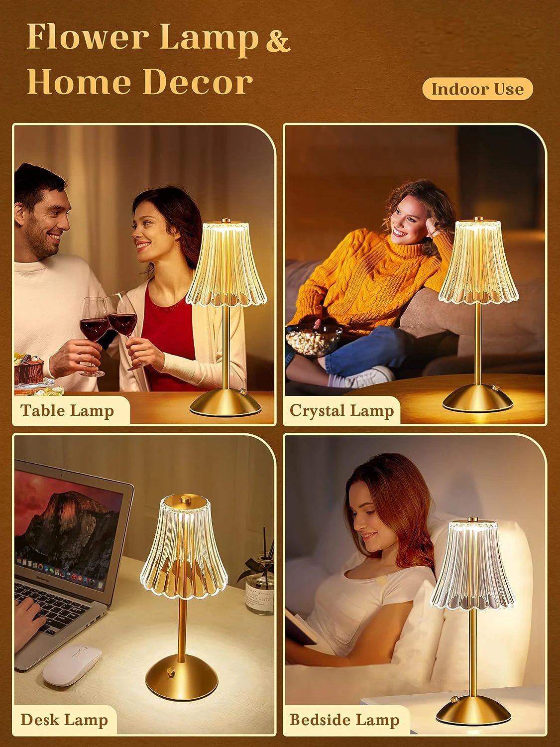 Rechargeable wireless touch desk lamp for reading and decor - vue 5 sur 7