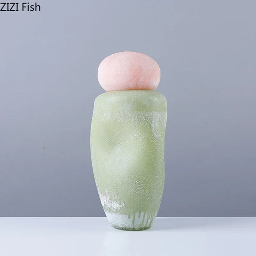 decorative glass vase with lid for artificial flowers - vue 4 sur 8