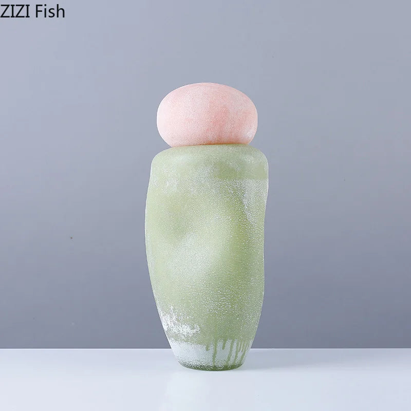 decorative glass vase with lid for artificial flowers - vue 3 sur 8