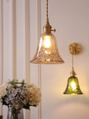 Vintage glass wall light with brass socket