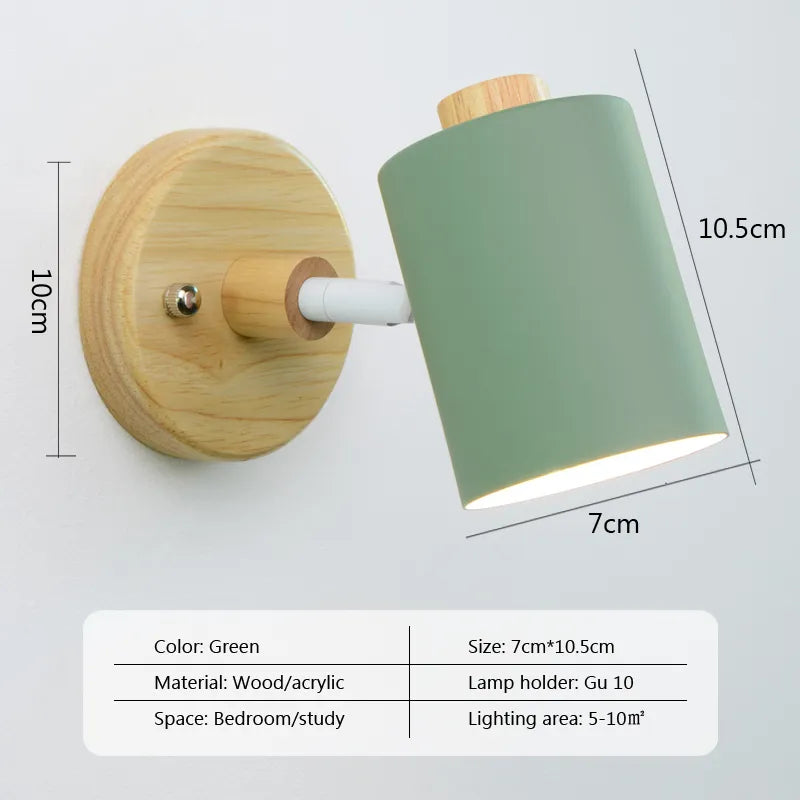 Nordic wall light bedside lamp with switch eu/UL plug macaron GU10 sconce for study or bedroom modern decor