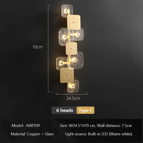 Designer copper LED wall light for modern decorative lighting - vue 9 sur 9