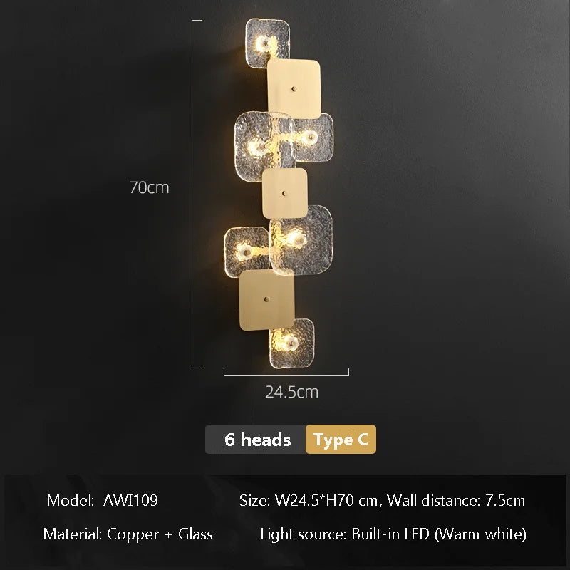 Designer copper LED wall light for modern decorative lighting - vue 8 sur 9