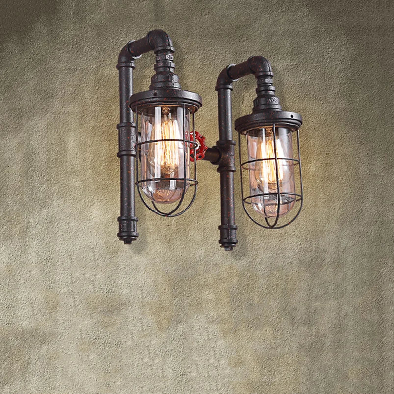 Retro iron industrial wall light for cafe or restaurant