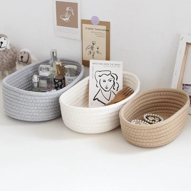 Nordic cotton rope storage baskets for organizing miscellaneous items
