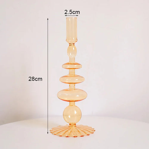 Vintage glass candle holder for weddings and romantic dinners - vue 25 sur 27