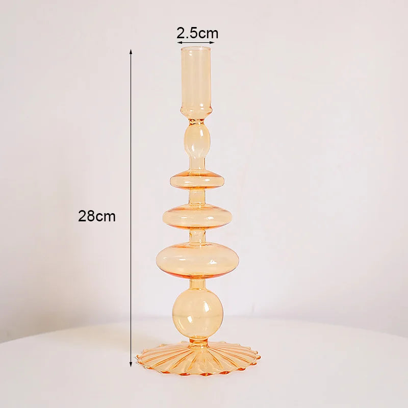 Vintage glass candle holder for weddings and romantic dinners - vue 24 sur 27