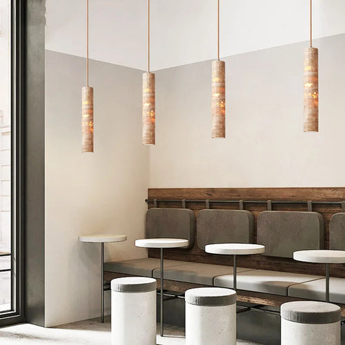 Wabi-sabi stone designer pendant light for a modern atmosphere - vue 6 sur 14
