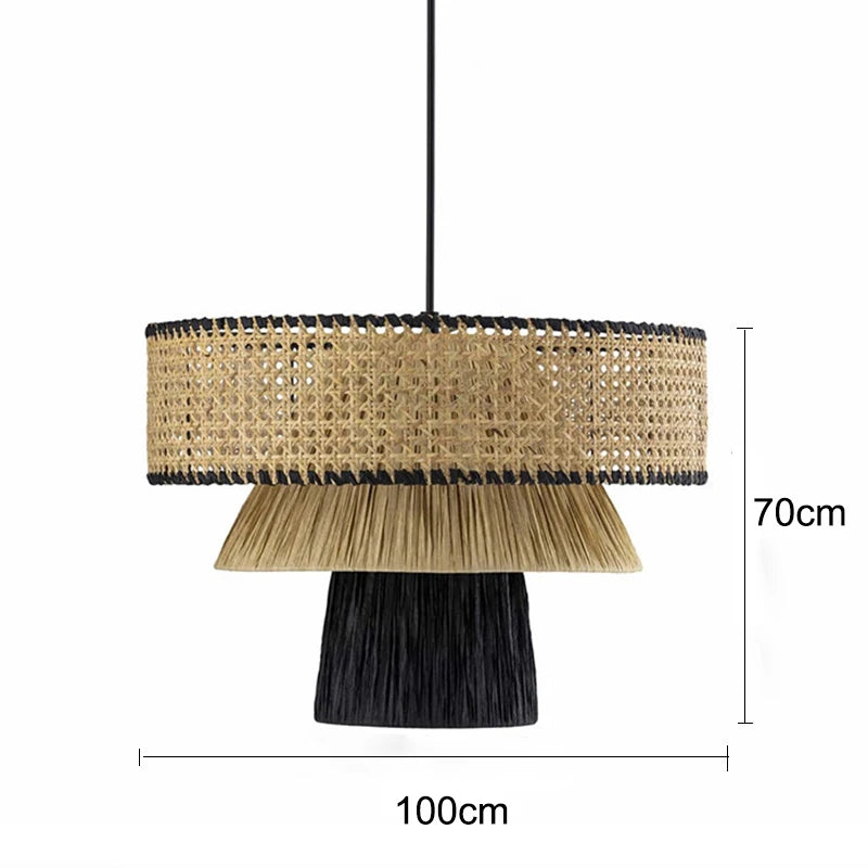 Handmade Japanese style rattan chandelier - vue 15 sur 17