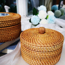 handmade rattan picnic basket with lid