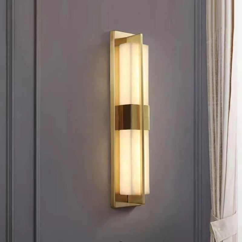 Natural cuboid marble LED wall light