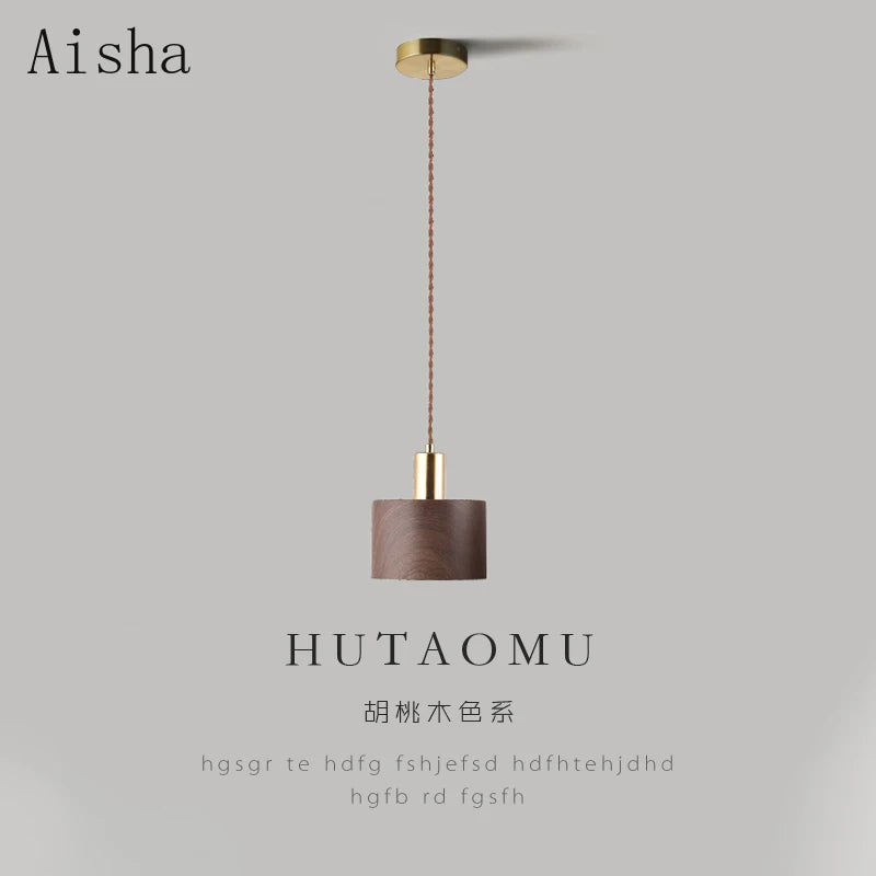 Japanese wabi-sabi bedside lamp in iron and walnut wood
