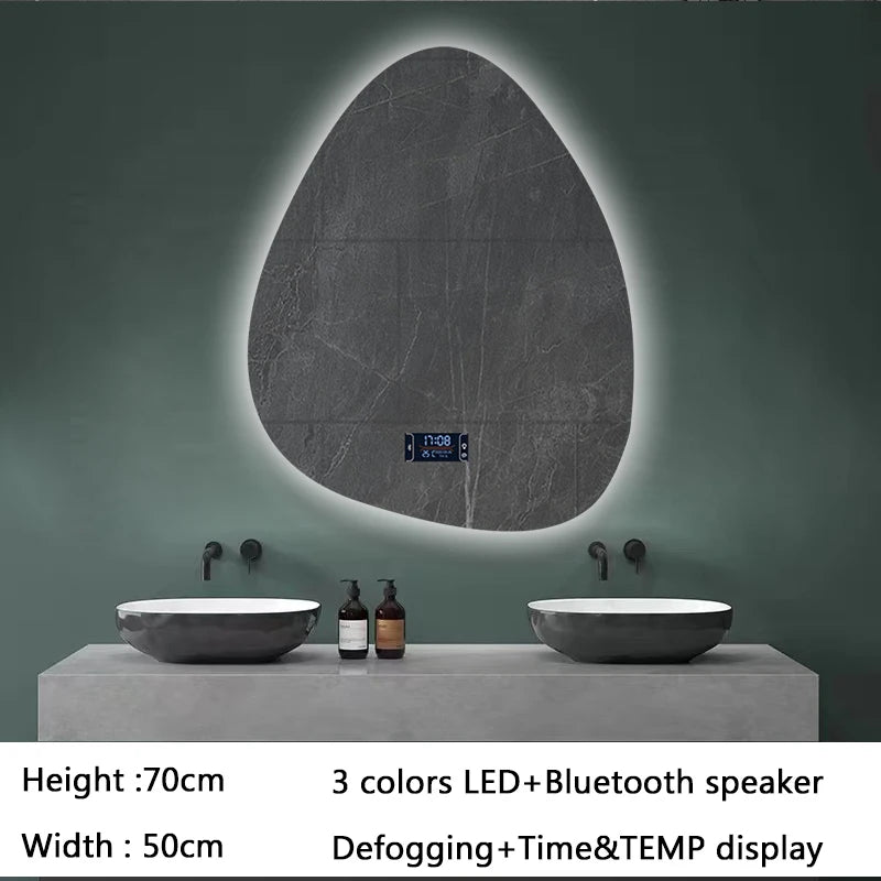 multifunctional smart mirror with bluetooth speaker and adjustable lighting