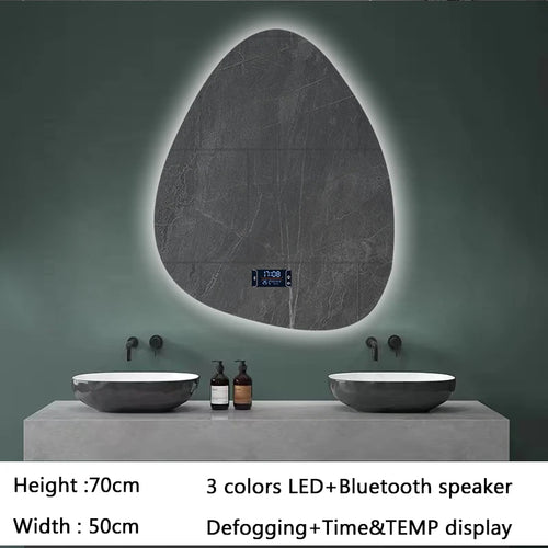 miroir intelligent multifonction avec haut-parleur bluetooth et led réglable - vue 9 sur 13