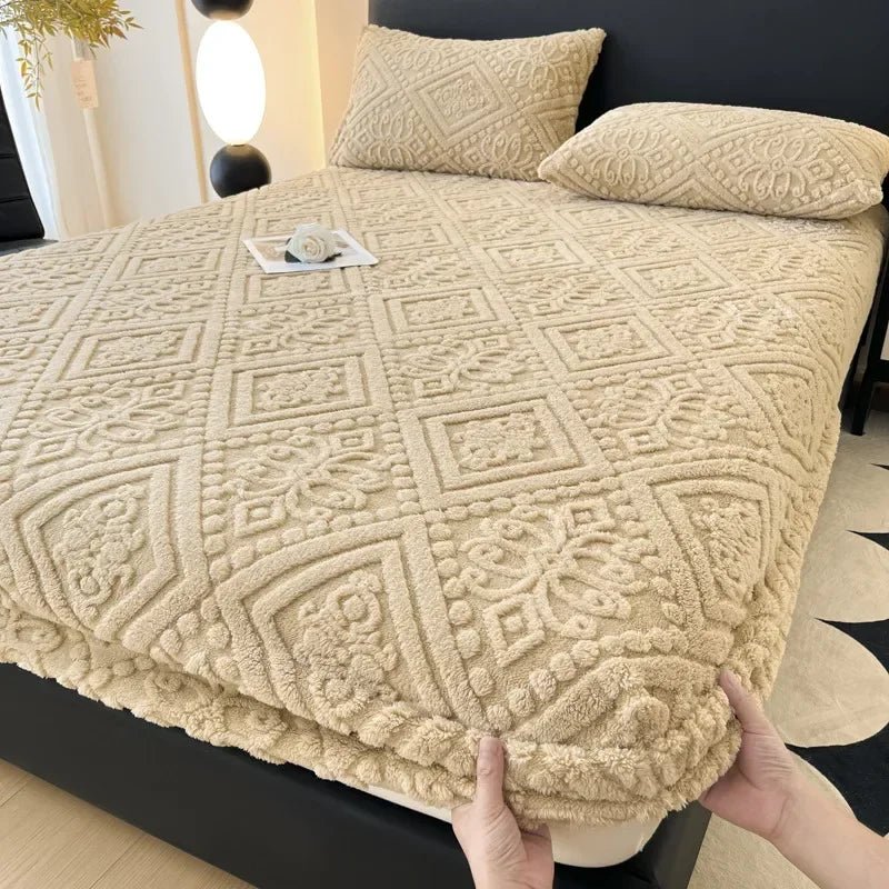 Plush Mattress Cover For Bed,stretch Soft Material Fitted Sheet, Keep Warm,dust Protector,machine Washable 90X200,180X200 - vue 18 sur 20