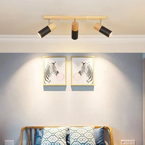 Adjustable nordic wooden rotating spotlight for cloakroom lighting - vue 3 sur 17