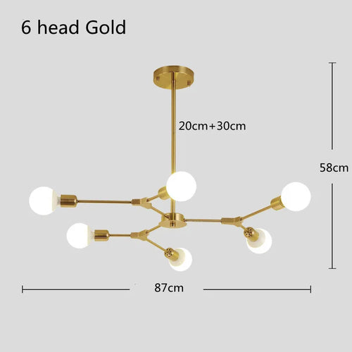Modern Sputnik satellite chandelier with 3, 6 or 9 arms
