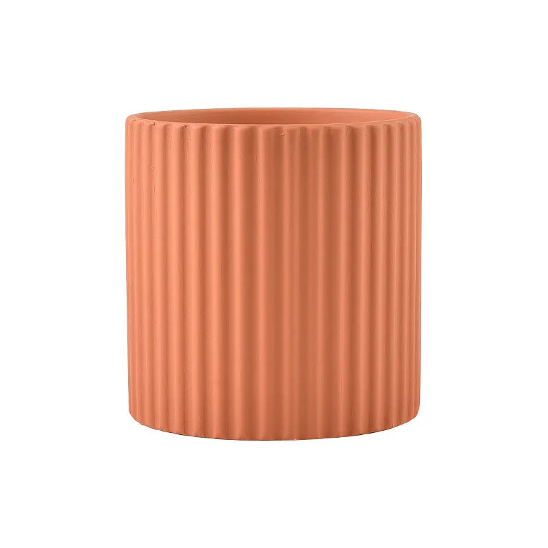 ceramic flower pot vertical lines for indoor plants - vue 20 sur 23