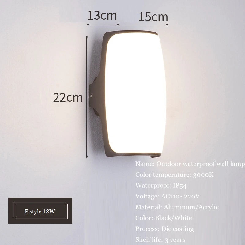 Modern waterproof outdoor aluminium wall light for garden and balcony - vue 4 sur 15