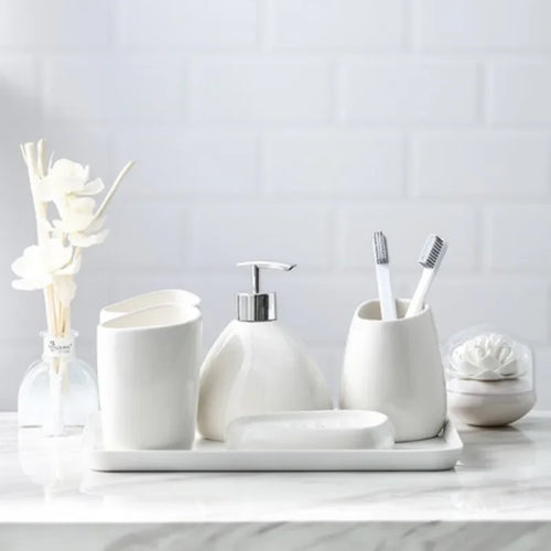 elegant and practical ceramic bathroom accessory set