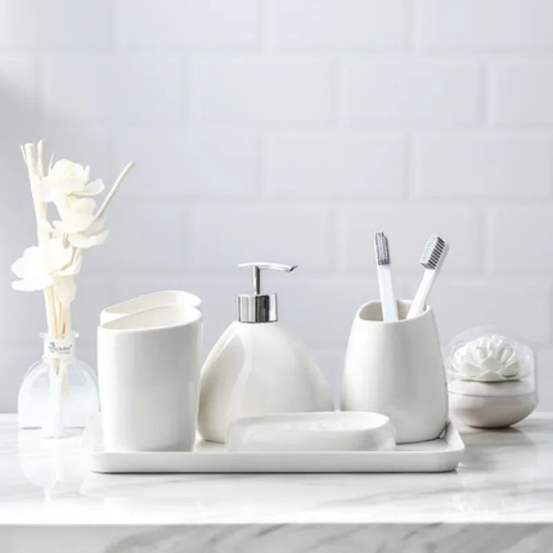 elegant and practical ceramic bathroom accessory set