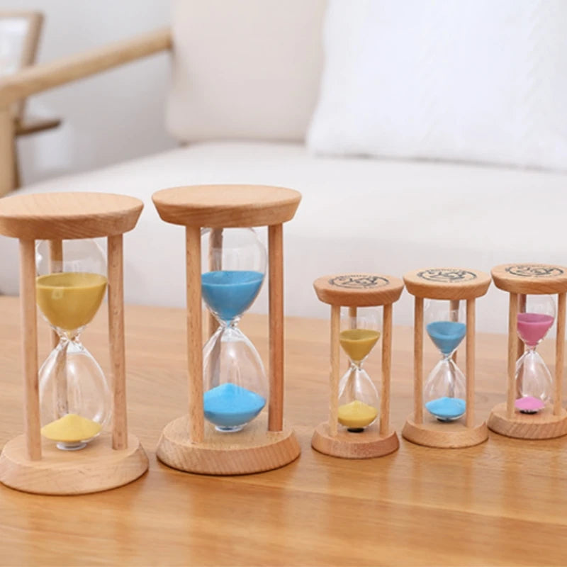 wooden hourglass decorative timer for children and birthdays