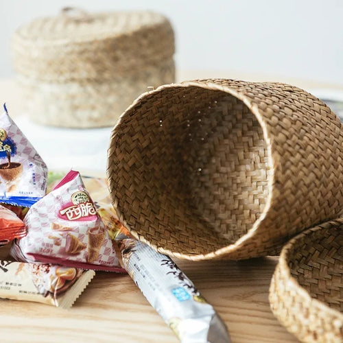 Handmade wicker storage basket for snacks and flowers - vue 8 sur 8