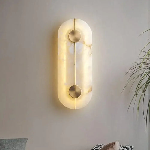 Modern nordic marble and gold copper LED wall light - vue 3 sur 8