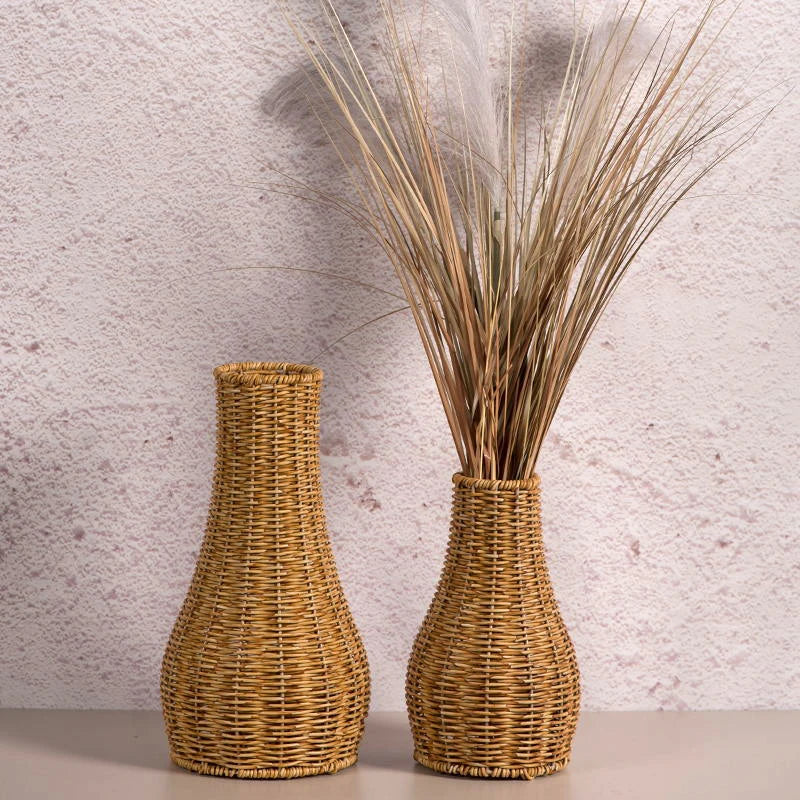 hand-woven imitation rattan vase for decorative flowers and plants