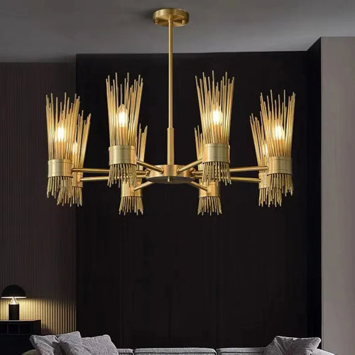Decorative solid copper LED chandelier for home, creative design - vue 3 sur 16