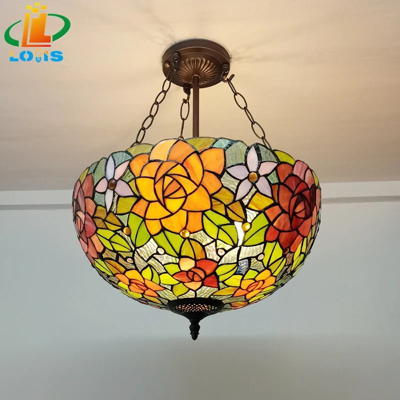 Decorative European-style peony flower inverted chandelier