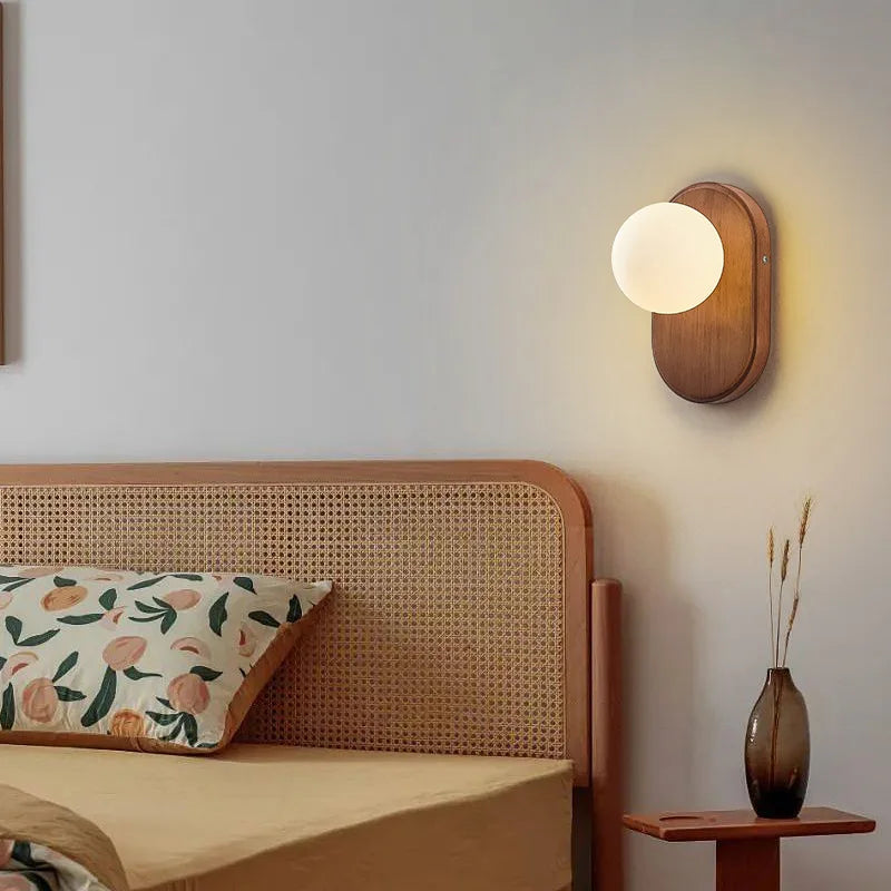 Wabi-sabi retro solid wood wall light with switch - vue 3 sur 8