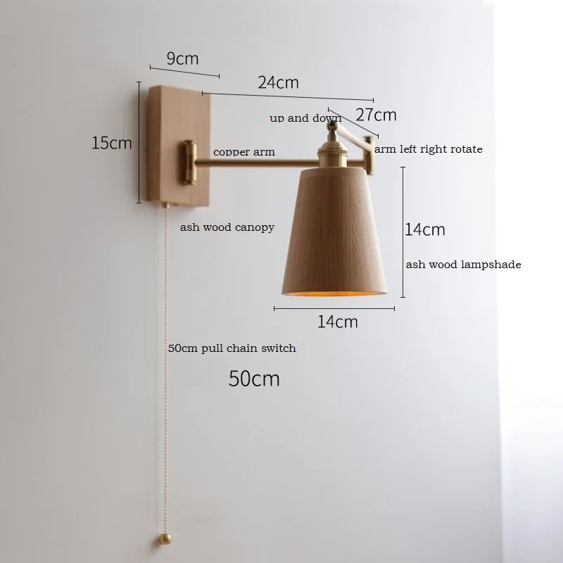 LED wall light in ash and walnut wood