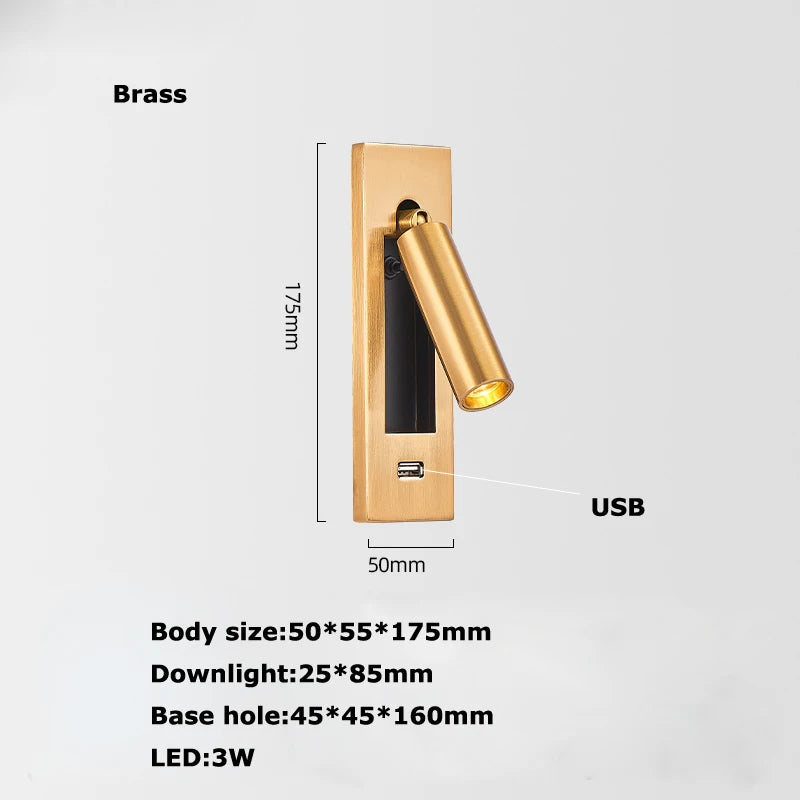 Rotating LED wall light with switch for reading - vue 10 sur 21
