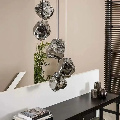 Smoked glass chandelier modern lighting for kitchen and bar - vue 9 sur 9
